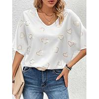 Women's T shirt Tee Heart Valentine's Day Daily Print White Short Sleeve Print Round Neck Summer Lightinthebox