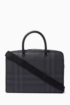 Briefcase in London Check & Leather
