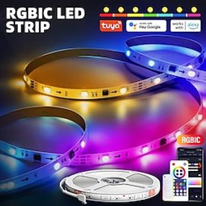 RGBIC LED Strip Compatible with Alexa Google Home Color Changing LED Light Music Sync TUYA WiFi for Bedroom Ceiling Playroom Shustar Lightinthebox