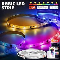 RGBIC LED Strip Compatible with Alexa Google Home Color Changing LED Light Music Sync TUYA WiFi for Bedroom Ceiling Playroom Shustar Lightinthebox - thumbnail