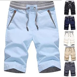 Men's Shorts Casual Shorts Pocket Drawstring Stripe Comfort Breathable Short Sports Outdoor Daily Cotton Blend Stylish Casual  Sporty Black Khaki Lightinthebox