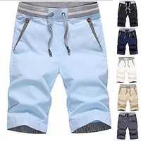 Men's Shorts Casual Shorts Pocket Drawstring Stripe Comfort Breathable Short Sports Outdoor Daily Cotton Blend Stylish Casual  Sporty Black Khaki Lightinthebox - thumbnail