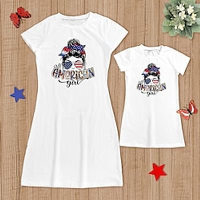 Mommy and Me American National Day Dresses Striped Star Letter Causal Print White Short Sleeve Knee-length Casual Matching Outfits Lightinthebox Mommy and Me American National Day Dresses Striped Star Letter Causal Print White Short Sleeve Knee-length Casual Matching Outfits Lightinthebox