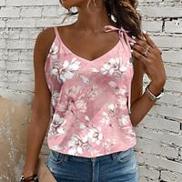 Women's Tank Top Camisole Vest Floral Casual Daily Print Pink Sleeveless Fashion Streetwear Casual V Neck Summer Lightinthebox