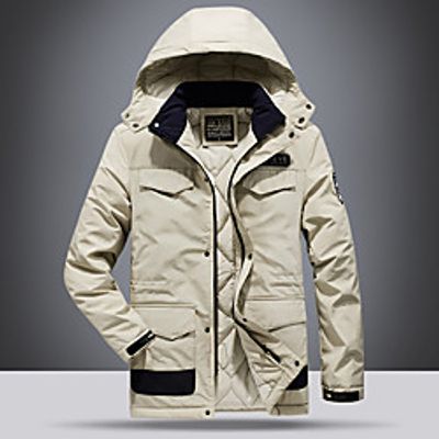 men's winter padded jacket warm puffer jacket fur hooded coat military fleece jacket casual quilted jacket thicken sweat jacket lightweight long sleeve outerwear windproof parka trench coat overcoat Lightinthebox