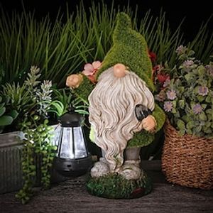 Solar Light Dwarf Resin Statue Garden Light Outdoor Waterproof Flocked Dwarf Statue Garden Walkway Landscape Decoration miniinthebox
