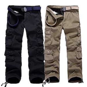 Men's Cargo Pants Trousers Parachute Pants Multi Pocket Solid Colored Full Length Cotton Blend Casual khaki Army Green Lightinthebox
