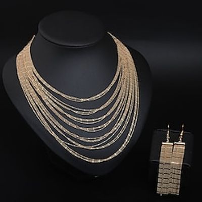 Jewelry Set 3pcs Copper Earrings Necklace Women's Elegant Vintage Fashion Geometrical Geometric Jewelry Set For Wedding Party Party Evening Lightinthebox