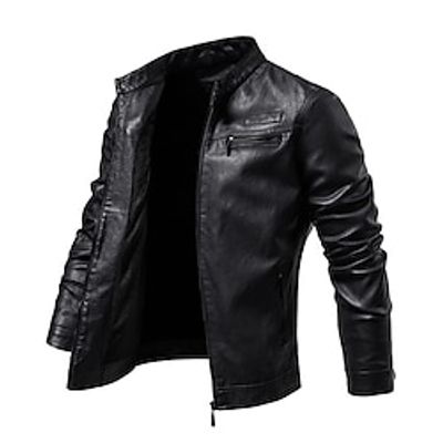 Men's Faux Leather Jacket Biker Jacket Outdoor Daily Wear Warm Zipper Pocket Fall Winter Plain Fashion Streetwear Standing Collar Regular Black Royal Blue Brown Jacket Lightinthebox Men's Faux Leather Jacket Biker Jacket Outdoor Daily Wear Warm Zipper Pocket Fall Winter Plain Fashion Streetwear Standing Collar Regular Black Royal Blue Brown Jacket Lightinthebox