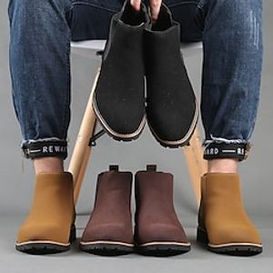 Men's Boots Formal Shoes Suede Shoes Chelsea Boots Walking Casual Outdoor Daily PU Warm Booties  Ankle Boots Loafer Black Brown Khaki Fall Winter Lightinthebox