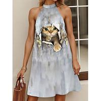 Women's Vintage Dress Casual Dress Ombre Animal Print Halter Neck Mini Dress Sleeveless Summer Lightinthebox