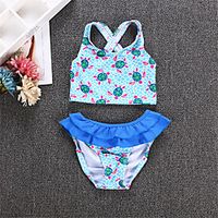 Kids Girls' Swimsuit Two Pieces Swimsuit Print Swimwear Print Sleeveless Blue Active Bathing Suits 2-6 Years Lightinthebox - thumbnail