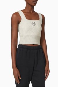 Logo Embroidered Crop Top in Cotton Knit