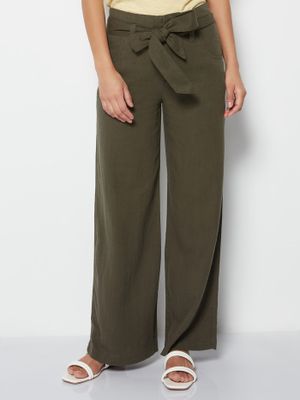Tie-Belt Pants in Linen