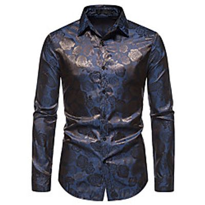Men's Shirt Graphic Long Sleeve Casual Tops Casual Blue Wine Gray miniinthebox