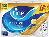 Fine Deluxe Toilet Paper, 3 Ply , 140 Sheets - 4 x 12 Rolls