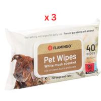 Flamingo White Musk Cat & Dog Pet Wipes 40pcs (Pack of 3)