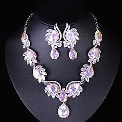 Jewelry Set 3pcs Glass Alloy 1 Necklace Earrings Women's Elegant Fashion Luxury Geometrical Geometric Jewelry Set For Wedding Party Wedding Guest Lightinthebox Jewelry Set 3pcs Glass Alloy 1 Necklace Earrings Women's Elegant Fashion Luxury Geometrical Geometric Jewelry Set For Wedding Party Wedding Guest Lightinthebox