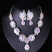 Jewelry Set 3pcs Glass Alloy 1 Necklace Earrings Women's Elegant Fashion Luxury Geometrical Geometric Jewelry Set For Wedding Party Wedding Guest Lightinthebox