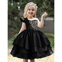 Kids Girls' Party Dress Sequin Sleeveless Wedding Christening dress Fashion Princess Polyester Summer Spring Fall 4-13 Years Black Lightinthebox