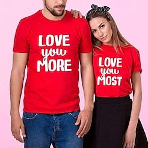 Couple Tshirt LOVE 1pc Couple's Men's Women's T shirt Tee Crew Neck Red Valentine's Day Daily Short Sleeve Print Fashion Casual Lightinthebox