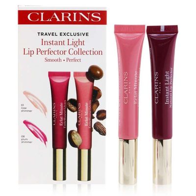 Clarins Instant Light Natural Lip Perfector Coll 2 X 12ml # 01 Rose Shimmer + 08 Plum Shimmer 1pc Lip Palette