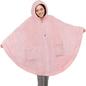 Women's Blanket Sherpa Fleece Teddy Front Pocket Light Purple Light Blue Green Solid Color Loose Fit Street Hoodie Long Sleeve Fleece One-Size Lightinthebox