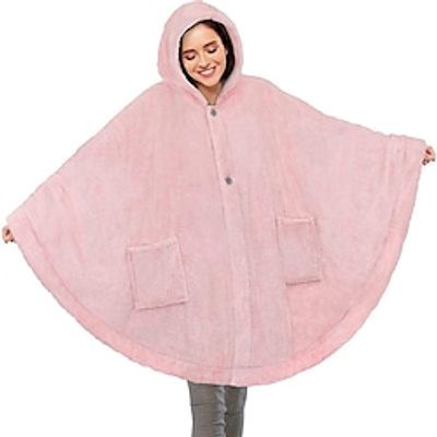 Women's Blanket Sherpa Fleece Teddy Front Pocket Light Purple Light Blue Green Solid Color Loose Fit Street Hoodie Long Sleeve Fleece One-Size Lightinthebox