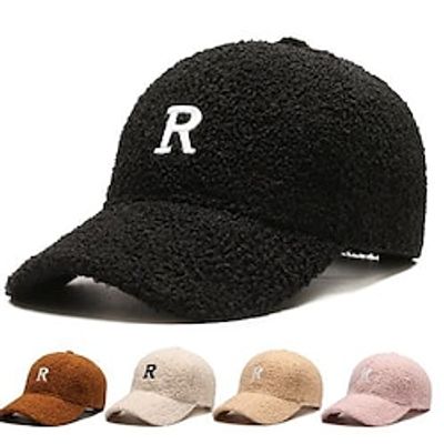 Men's Baseball Cap Winter Warm Cap Hip Hop Cap Black Pink Cotton Travel Lamb Wool Teddy Fleece Outdoor Vacation Plain Warm Lightinthebox