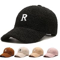 Men's Baseball Cap Winter Warm Cap Hip Hop Cap Black Pink Cotton Travel Lamb Wool Teddy Fleece Outdoor Vacation Plain Warm Lightinthebox - thumbnail