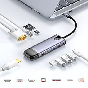 Mcdodo USB C HUB Type C To Multi USB 3.0 RJ45 HDMI-compatible VGA Adapter PD 100W For MacBookIPadPro2020 Huawei Mate 30 Splitter Type C HUB 5 in 1 miniinthebox