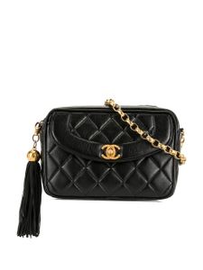 Chanel Pre-Owned 1992s diamond quilted tassel camera bag - Black