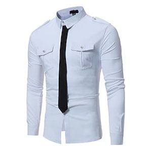 Men's Tuxedo Shirts Color Block Turndown Wine Black White Wedding Party Long Sleeve Button-Down Clothing Apparel Fashion Casual Breathable Comfortable Lightinthebox