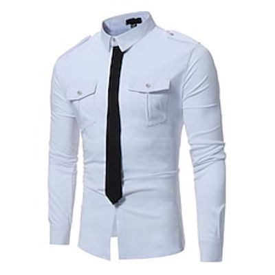 Men's Tuxedo Shirts Color Block Turndown Wine Black White Wedding Party Long Sleeve Button-Down Clothing Apparel Fashion Casual Breathable Comfortable Lightinthebox