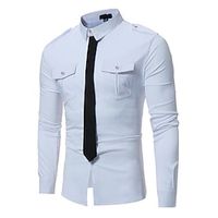 Men's Tuxedo Shirts Color Block Turndown Wine Black White Wedding Party Long Sleeve Button-Down Clothing Apparel Fashion Casual Breathable Comfortable Lightinthebox - thumbnail