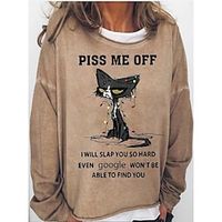 Women's Sweatshirt Pullover Streetwear Light Blue Green Blue Cat Christmas Round Neck Long Sleeve S M L XL 2XL 3XL Lightinthebox - thumbnail