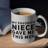 1pc Letter Printed Ceramic Coffee Mug 11oz Funny Gifts For Aunts And Uncle Birthday My Favorite Niece Gave Me This Mug for commercial Lightinthebox - thumbnail
