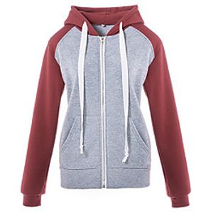 Women's Hoodie Zip Up Hoodie Sweatshirt Color Block Zipper Patchwork Front Pocket Daily Sports Active Streetwear Hoodies Sweatshirts  Cotton Purple Gray Red miniinthebox