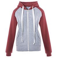 Women's Hoodie Zip Up Hoodie Sweatshirt Color Block Zipper Patchwork Front Pocket Daily Sports Active Streetwear Hoodies Sweatshirts  Cotton Purple Gray Red miniinthebox - thumbnail