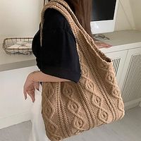 Women's Tote Shoulder Bag Hobo Bag Polyester Outdoor Daily Holiday Embossed Large Capacity Lightweight Durable Solid Color Almond Brown Green Lightinthebox - thumbnail