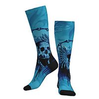 Compression Socks Long Socks Over the Calf Socks Athletic Sports Socks Cycling Socks Women's Men's Bike / Cycling Breathable Soft Comfortable 1 Pair Gradient Skull Cotton Blue S M / Stretchy miniinthebox - thumbnail