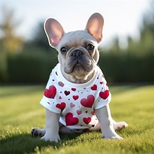 Pet Tee heart Print Cute Valentine's Day Pet Shirts For Small  Medium Dog Soft Dog Clothes Print Shirts Funny Pet T-shirt Lightinthebox