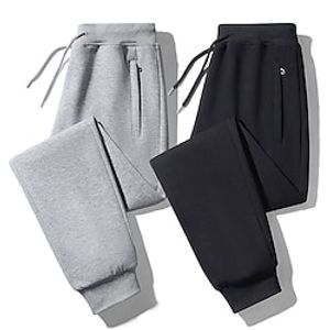 Men's Sweatpants Joggers Trousers Pocket Drawstring Elastic Waist Plain Comfort Breathable Outdoor Daily Going out Fashion Casual Black Light Grey Lightinthebox