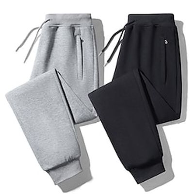 Men's Sweatpants Joggers Trousers Pocket Drawstring Elastic Waist Plain Comfort Breathable Outdoor Daily Going out Fashion Casual Black Light Grey Lightinthebox