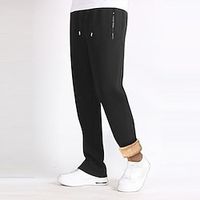 Men's Fleece Pants Sweatpants Joggers Trousers Drawstring Elastic Waist Straight Leg Plain Comfort Warm Casual Daily Holiday Sports Fashion Black Black Straight Leg Micro-elastic Lightinthebox - thumbnail