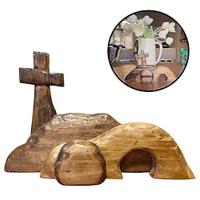 The Empty Tomb Easter Scene And Cross Decoration Jesus Tomb Easter Tray Bundle Kit Wooden Easter Jesus Sign Tiered Tray Decors Lightinthebox