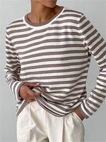 Women's Classic Retro Striped Casual Round Neck Knitted Sweater