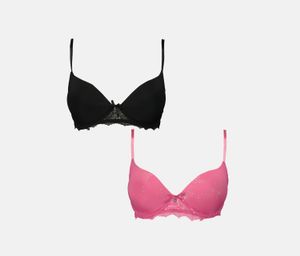 Womens 2 Pack Sexy Push Up Bra  Pink/Black