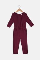 Toddler Heather Round Neck Longsleeve Romper  Burgundy - thumbnail