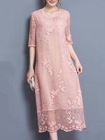 Elegant Lace Embroidery Women Dresses